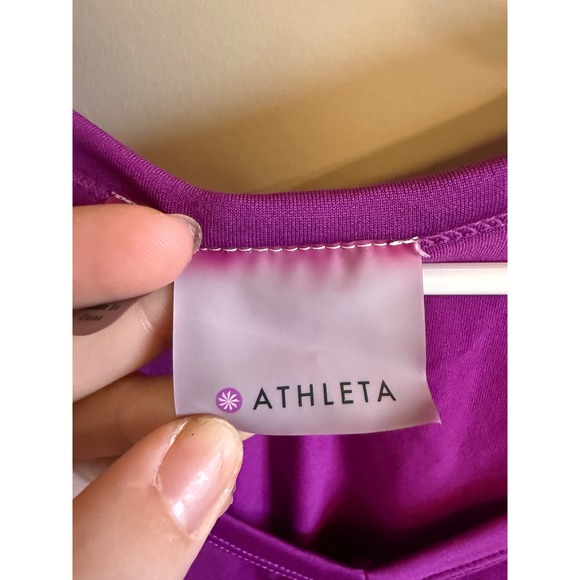 Athleta Purple V Neck Short Sleeve Athletic Top Women's XL - Picture 2 of 5
